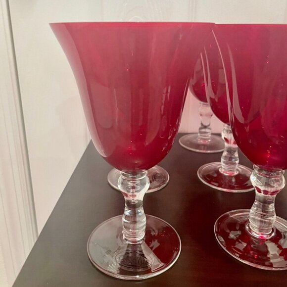 VTG BELL WINE GLASSES RUBY RED GOBLET SET OF 10 LARGE SIZE COLLECTIBLE RARE - Picture 7 of 16